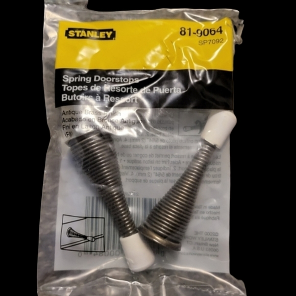 41 pkgs. Stanley Hardware 81-9064 Spring Doorstop in Antique Brass S819-064 - Picture 3 of 5